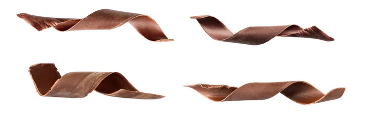 Set with chocolate shavings on white background, banner design