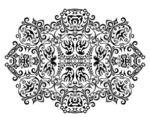 Vector black floral ethnic ornamental illustration