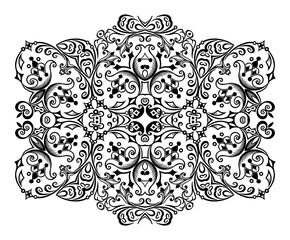 Vector black floral ethnic ornamental illustration