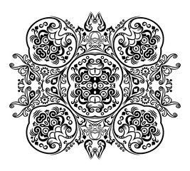 Vector black floral ethnic ornamental illustration