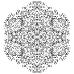 Vector black floral ethnic ornamental illustration