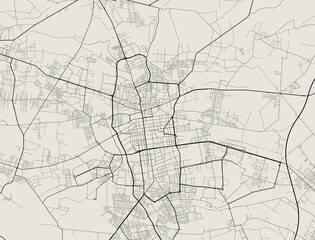 Vector map of Lodz. Street map art poster illustration. - obrazy, fototapety, plakaty