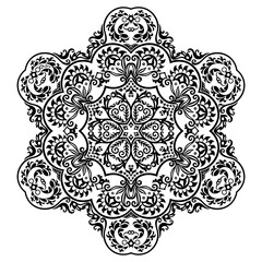 Vector black floral ethnic ornamental illustration