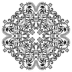 Vector black floral ethnic ornamental illustration