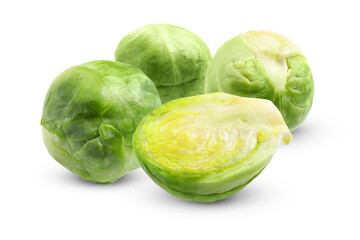 Fototapeta premium Fresh tasty Brussels sprouts on white background