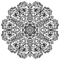 Vector black floral ethnic ornamental illustration