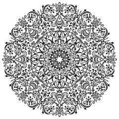 Vector black floral ethnic ornamental illustration