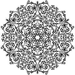 Vector black floral ethnic ornamental illustration