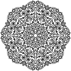 Vector black floral ethnic ornamental illustration