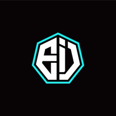 E I initials modern polygon logo template