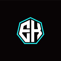 E K initials modern polygon logo template
