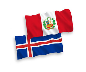 Flags of Peru and Iceland on a white background