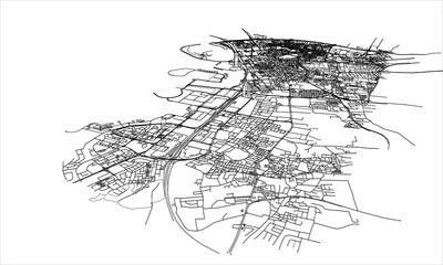 Outline city concept. Wire-frame style