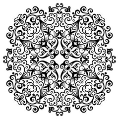 Vector black floral ethnic ornamental illustration