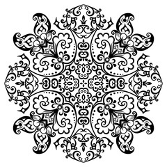 Vector black floral ethnic ornamental illustration