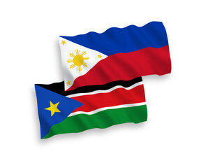 Fototapeta premium Flags of Republic of South Sudan and Philippines on a white background