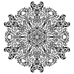 Vector black floral ethnic ornamental illustration