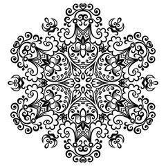 Vector black floral ethnic ornamental illustration