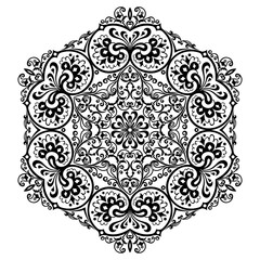 Vector black floral ethnic ornamental illustration