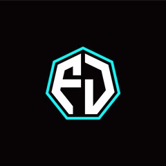 F J initials modern polygon logo template