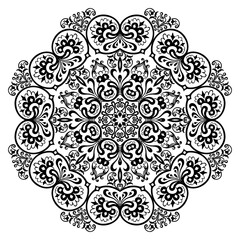 Vector black floral ethnic ornamental illustration