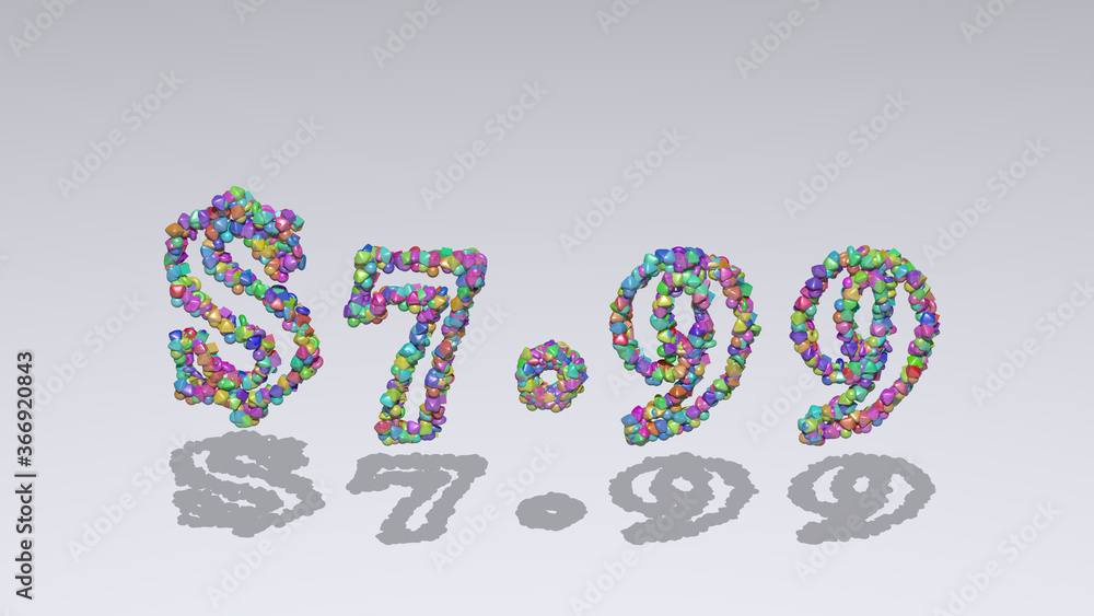 Poster $7.: 3d illustration of the text made of small objects over a white background with shadows