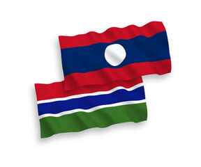 Flags of Republic of Gambia and Laos on a white background