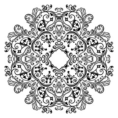 Vector black floral ethnic ornamental illustration