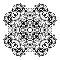 Vector black floral ethnic ornamental illustration