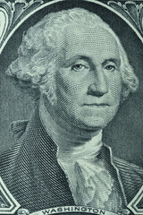 Portrait of George Washington, the first president of USA, printed on one dollar banknote