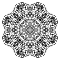 Vector black floral ethnic ornamental illustration