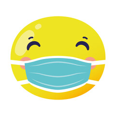 emoji face wearing medical mask flat style icon