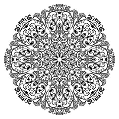 Vector black floral ethnic ornamental illustration