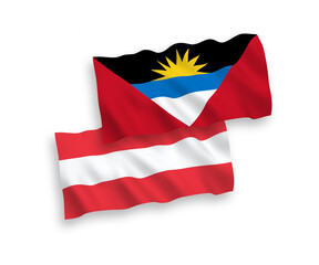 Flags of Austria and Antigua and Barbuda on a white background