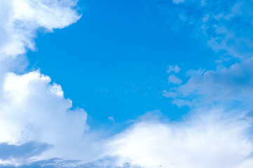 Summer blue sky with clouds as a design element or beautiful background