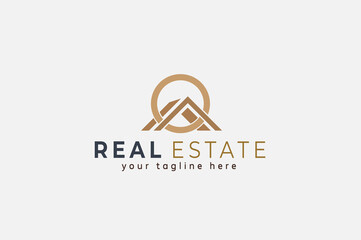Real Estate logo letter O design template, vector illustration
