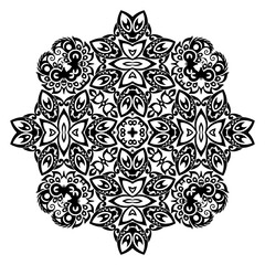 Vector black floral ethnic ornamental illustration