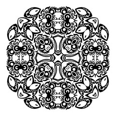 Vector black floral ethnic ornamental illustration