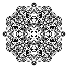 Vector black floral ethnic ornamental illustration