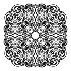 Vector black floral ethnic ornamental illustration