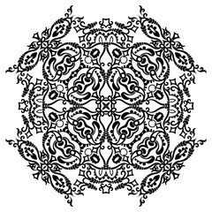 Vector black floral ethnic ornamental illustration