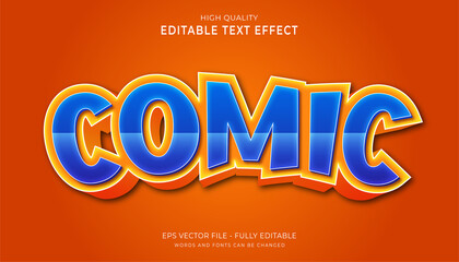 comic text effect, editable 3d cartoon text style effect.