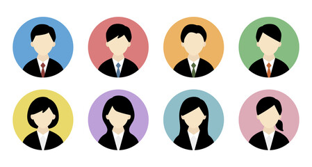 男性と女性のアイコンのセット／ビジネスマン／人／シンプル