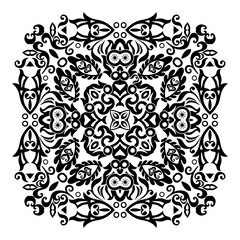 Vector black floral ethnic ornamental illustration