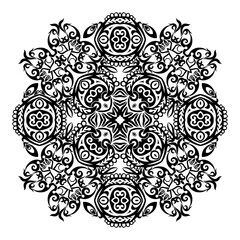 Vector black floral ethnic ornamental illustration