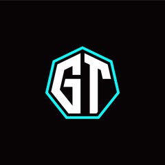 G T initials modern polygon logo template