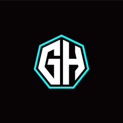 G H initials modern polygon logo template