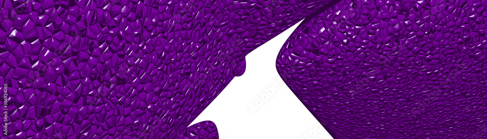 Poster ultra wide 3d illustration of a geometrical shape of indigo color on a white abstract background as 