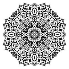 Vector black floral ethnic ornamental illustration