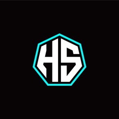 H S initials modern polygon logo template